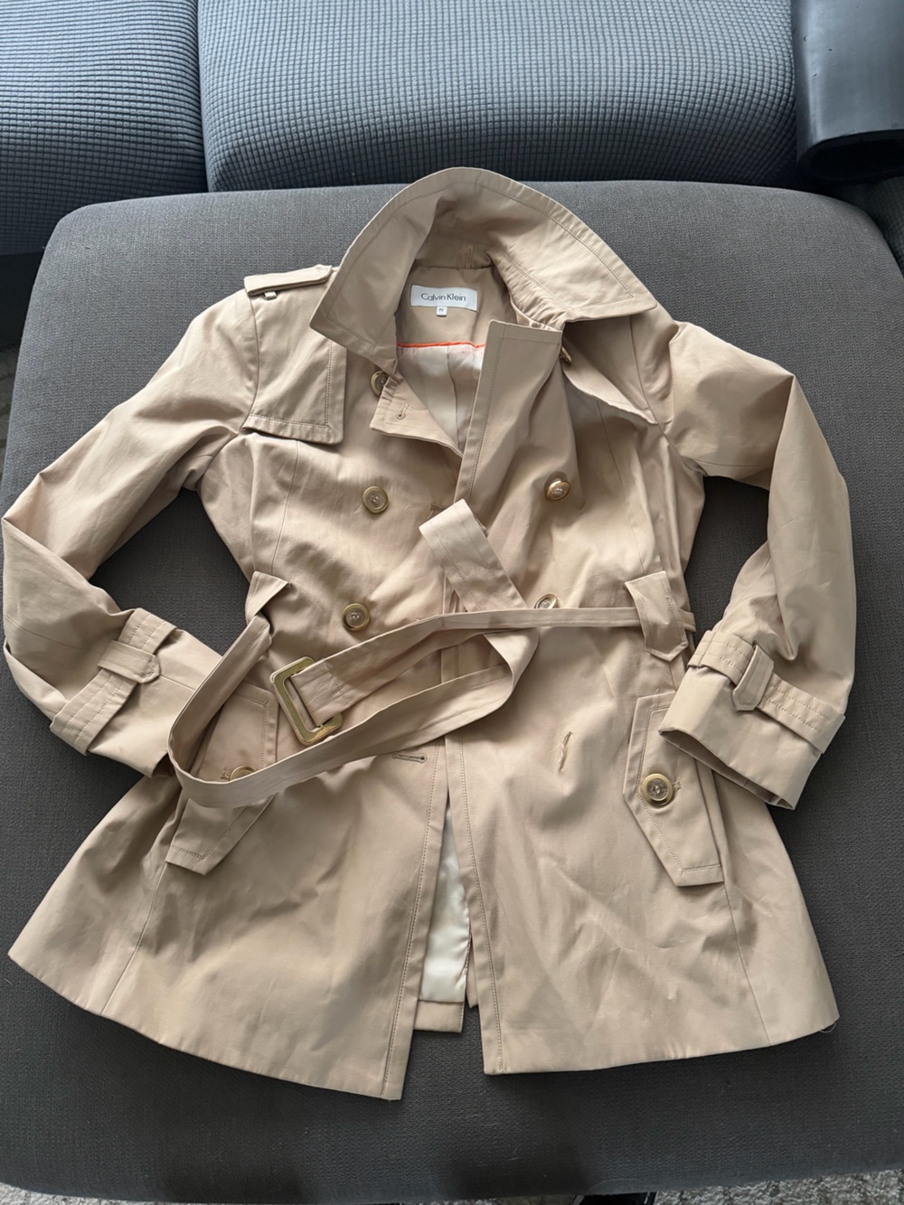Calvin Klein Tan Trench Coat - Petite Small